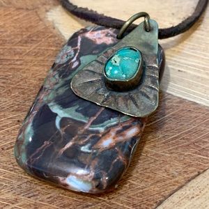 Handmade Jasper and Turquoise Assemblage Necklace